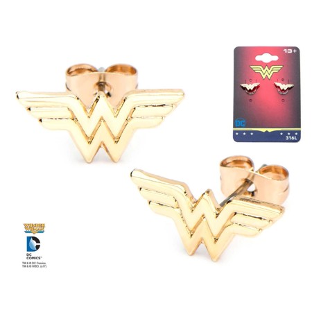 Gold-plated Steel Wonder Woman Stud Earrings - Click Image to Close